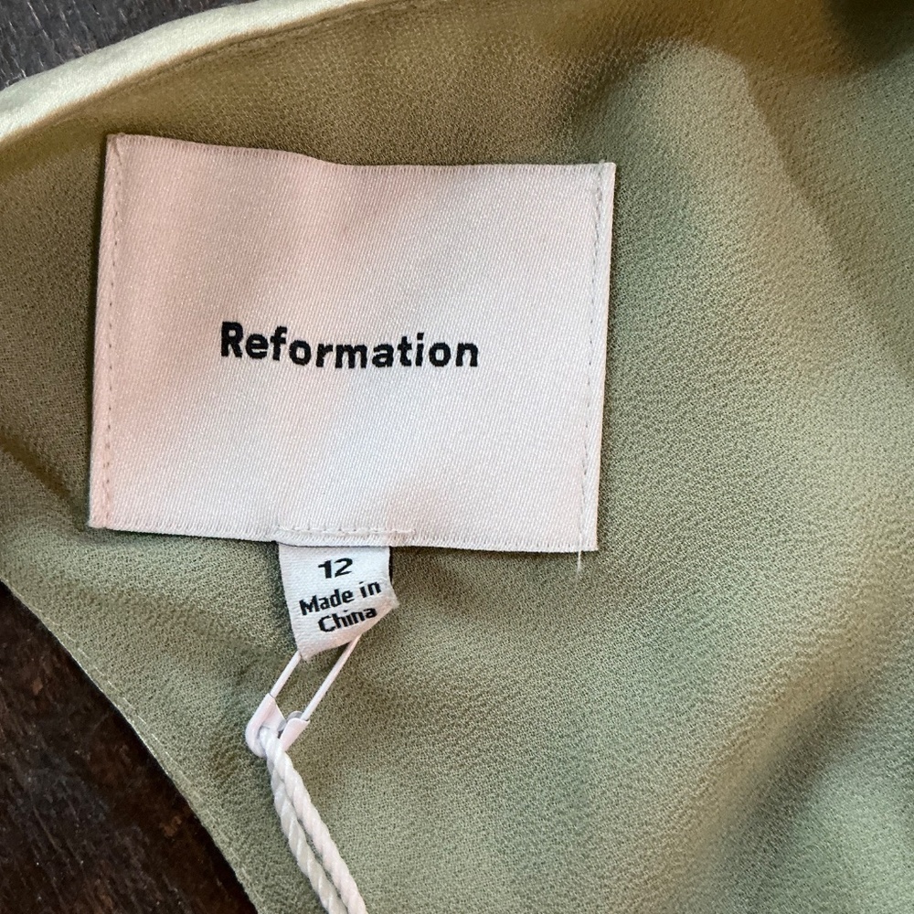 Reformation Niamh Silk Maxi Dress Green 12 NWT - Picture 5 of 12